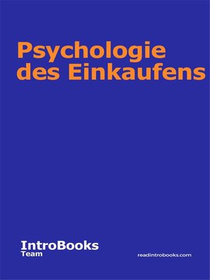 cover image of Psychologie des Einkaufens